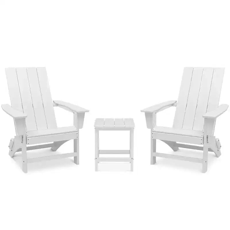GARPROVM 2 Chaises Adirondack Pliantes Améliorées en PEHD avec Table d'appoint Résistantes aux Intempéries Pour l'Extérieur