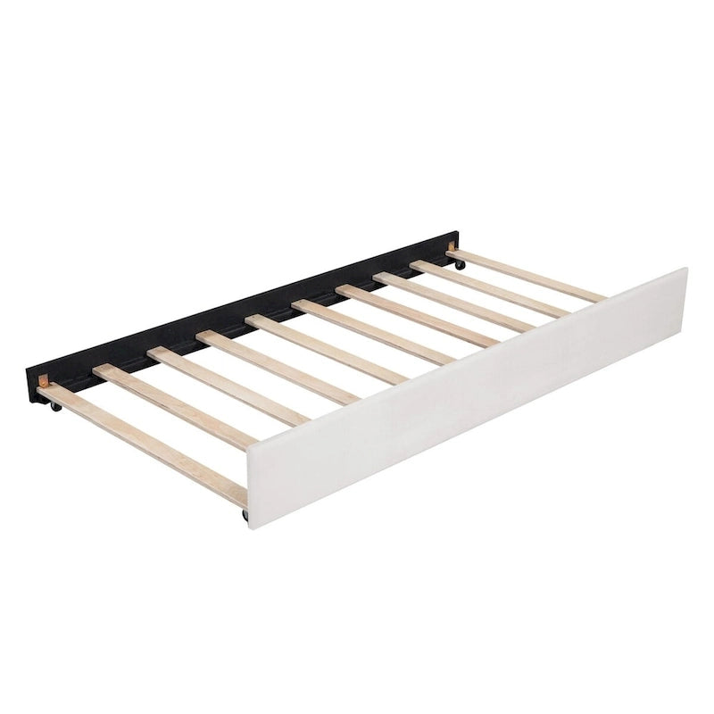 Letto Divano Imbottito per Materasso Singolo con Schienale Ergonomico e Letto Estraibile