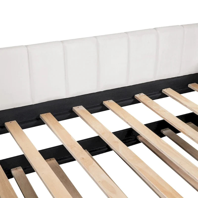 Letto Divano Imbottito per Materasso Singolo con Schienale Ergonomico e Letto Estraibile