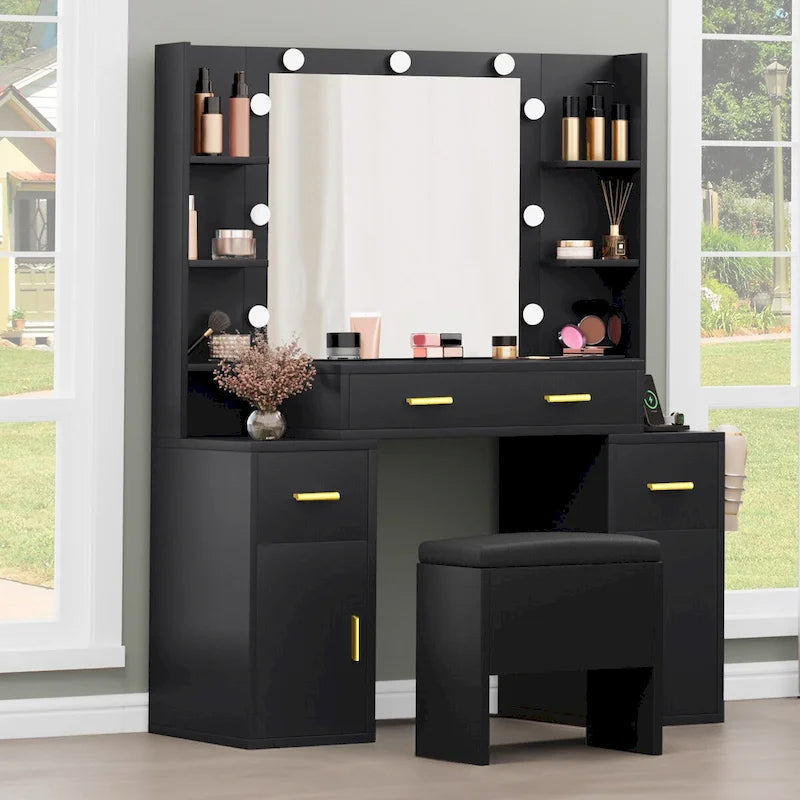 Toeletta Moasis con prese integrate e specchio illuminato - 140 A X 110 L X 40 P