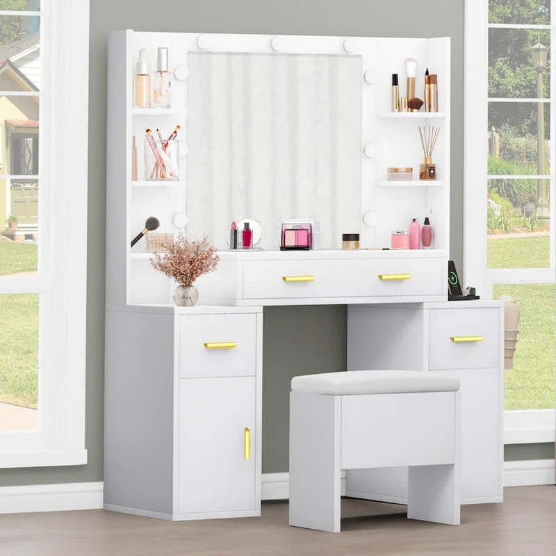 Toeletta Moasis con prese integrate e specchio illuminato - 140 A X 110 L X 40 P