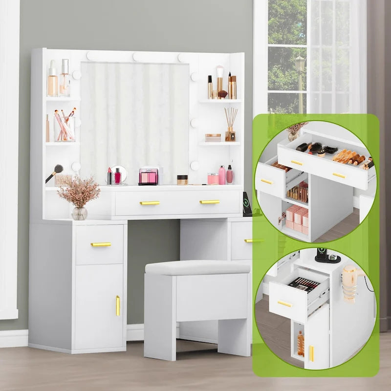 Toeletta Moasis con prese integrate e specchio illuminato - 140 A X 110 L X 40 P