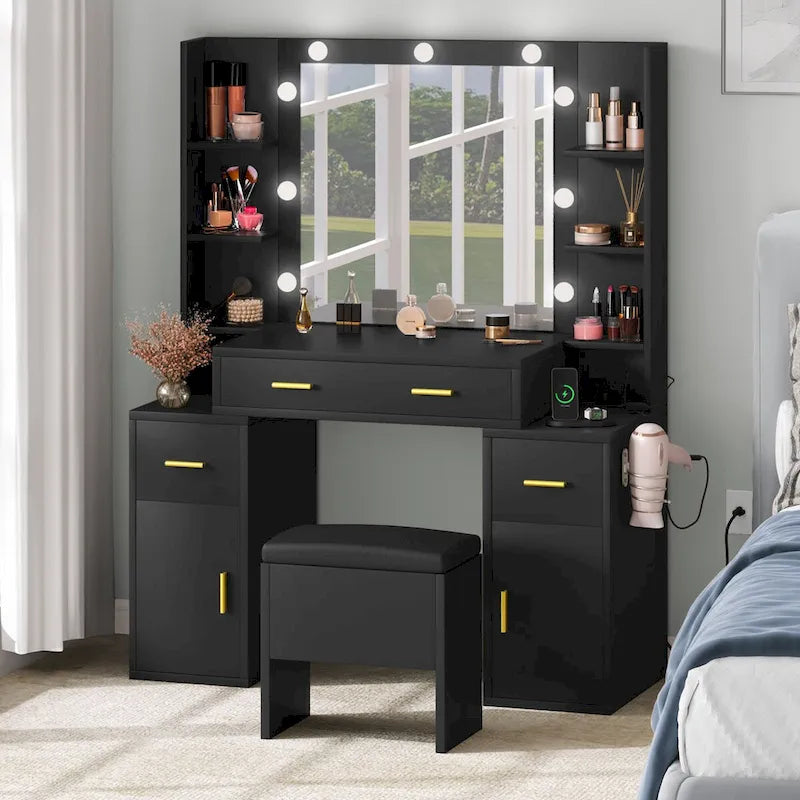 Toeletta Moasis con prese integrate e specchio illuminato - 140 A X 110 L X 40 P