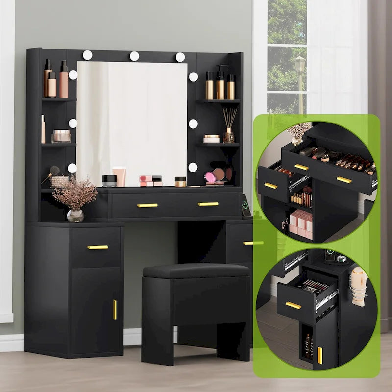 Toeletta Moasis con prese integrate e specchio illuminato - 140 A X 110 L X 40 P