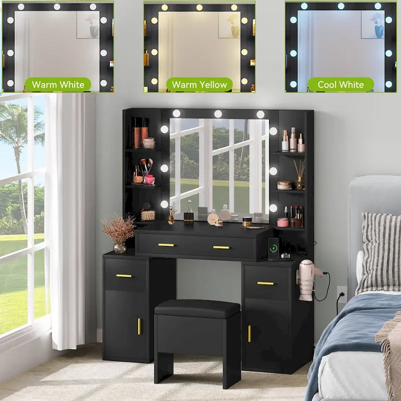 Toeletta Moasis con prese integrate e specchio illuminato - 140 A X 110 L X 40 P