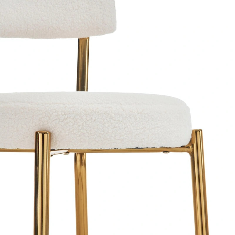 Set di 4 Sgabelli da Bar Moderni Rivestiti in Tessuto Teddy - Sgabelli Alti con Base in Metallo