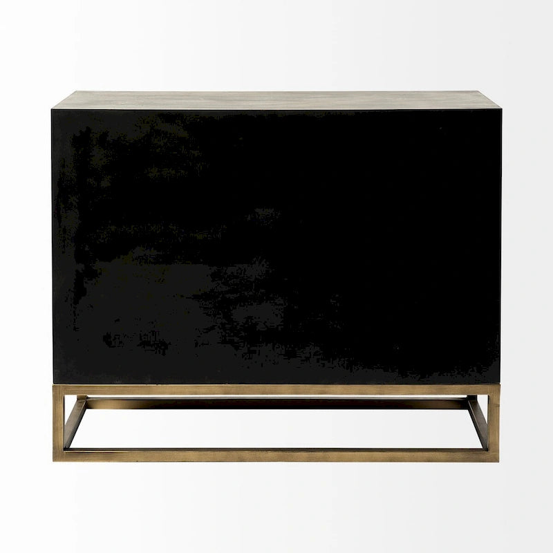 Credenza Genevieve I con impiallacciatura in abete grigio, struttura in ferro e 3 cassetti - 39.0L x 15.7W x 30.9H