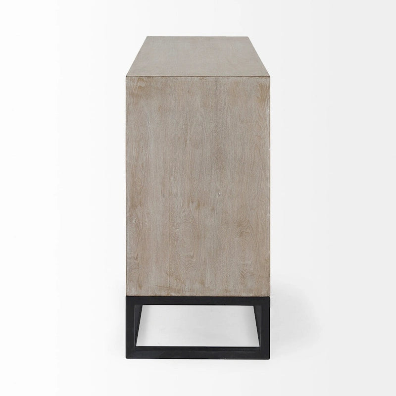Credenza Genevieve I con impiallacciatura in abete grigio, struttura in ferro e 3 cassetti - 39.0L x 15.7W x 30.9H