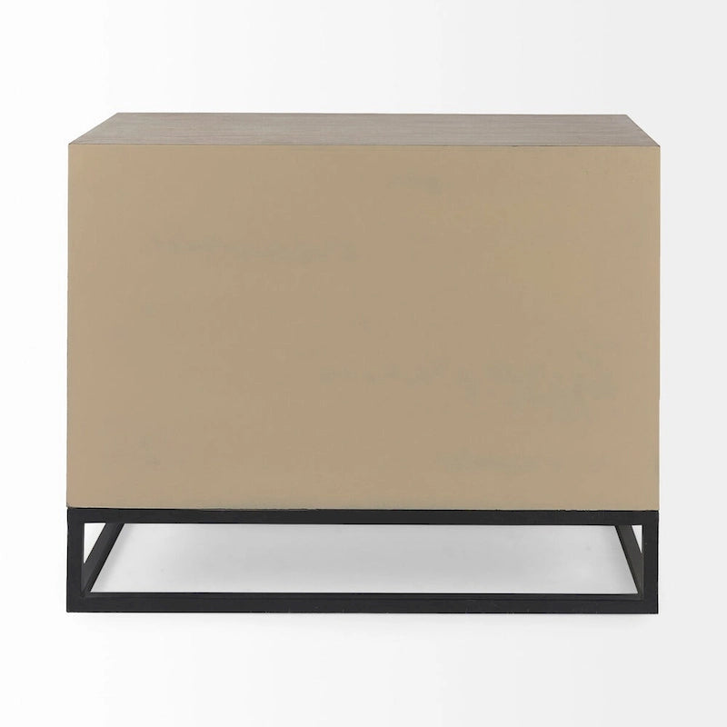 Credenza Genevieve I con impiallacciatura in abete grigio, struttura in ferro e 3 cassetti - 39.0L x 15.7W x 30.9H