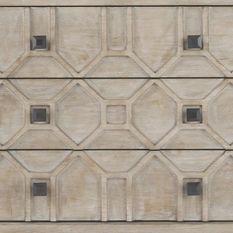 Credenza Genevieve I con impiallacciatura in abete grigio, struttura in ferro e 3 cassetti - 39.0L x 15.7W x 30.9H