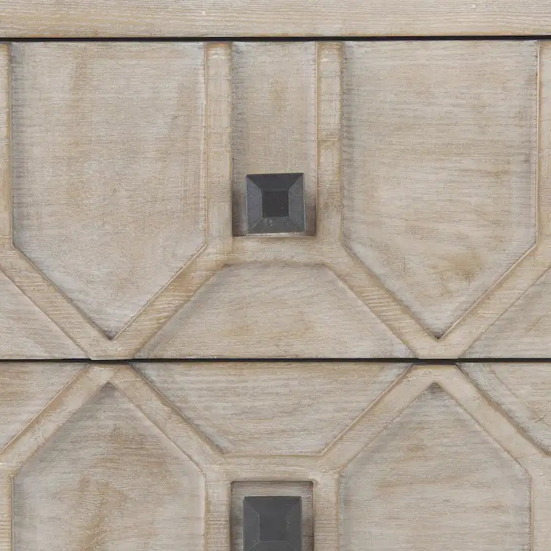 Credenza Genevieve I con impiallacciatura in abete grigio, struttura in ferro e 3 cassetti - 39.0L x 15.7W x 30.9H