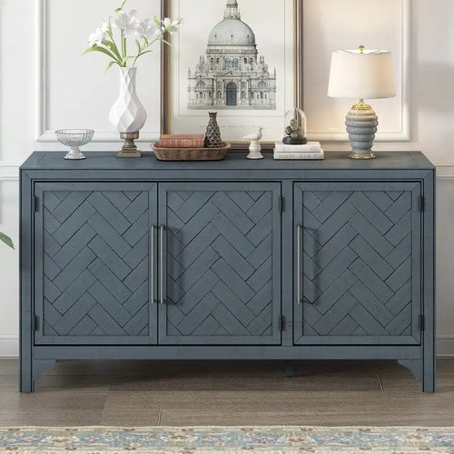 Buffet de rangement de 60 W avec étagères réglables et placage en pin - S.O.