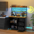 Moasis Grande Isola Cucina con Ruote, Scaffale per Forno a Microonde con Presa Elettrica, Luce LED e Scaffale Alto