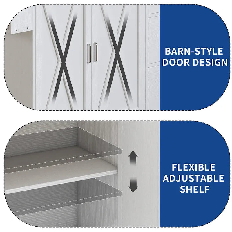 Moasis Grande Isola Cucina con Ruote, Scaffale per Forno a Microonde con Presa Elettrica, Luce LED e Scaffale Alto