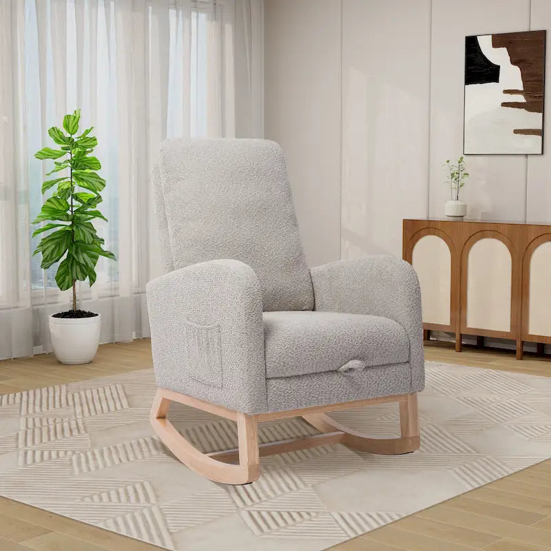Fauteuil à bascule à dossier haut avec repose-pieds rétractable