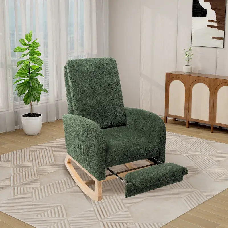 Fauteuil à bascule à dossier haut avec repose-pieds rétractable