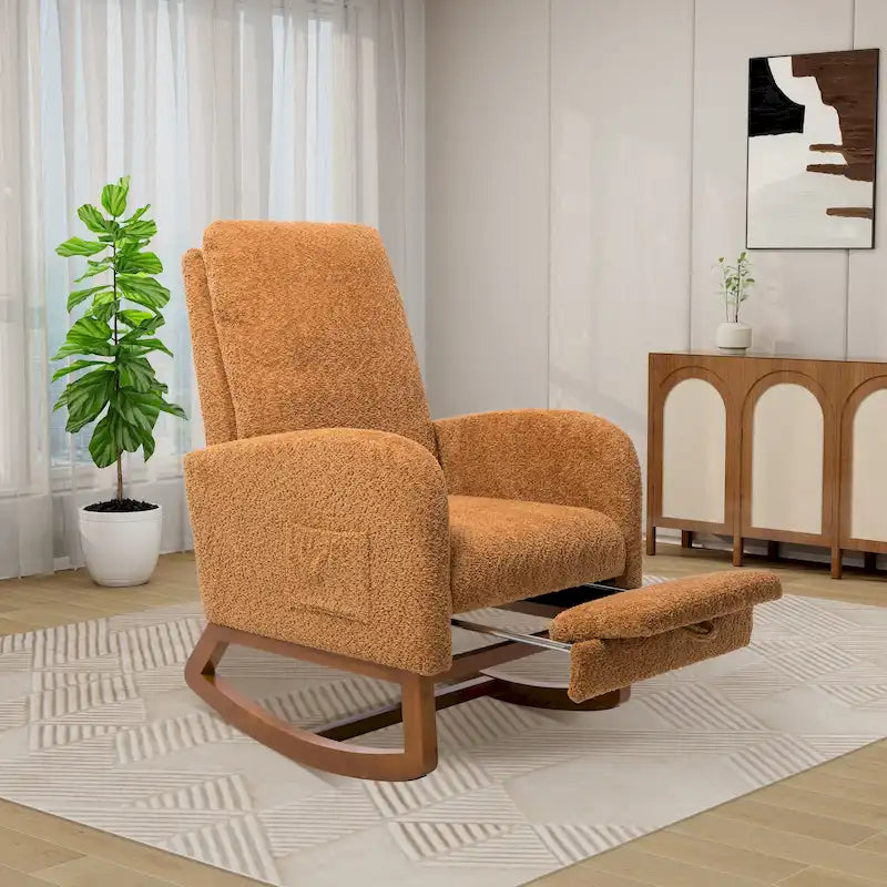 Fauteuil à bascule à dossier haut avec repose-pieds rétractable