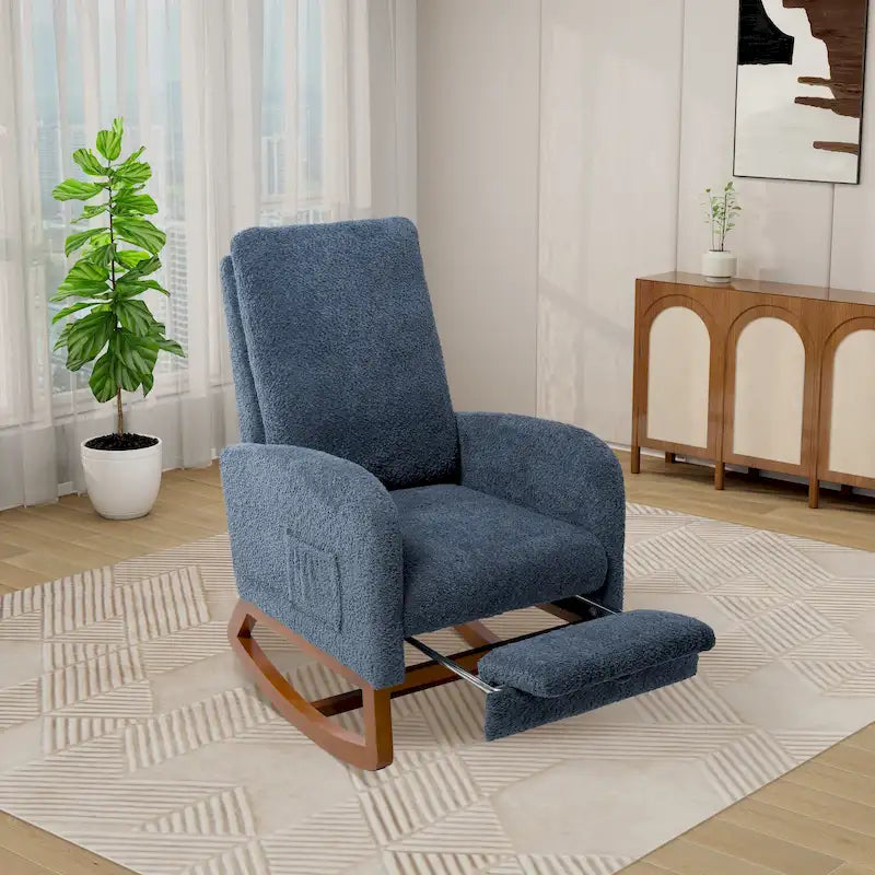 Fauteuil à bascule à dossier haut avec repose-pieds rétractable