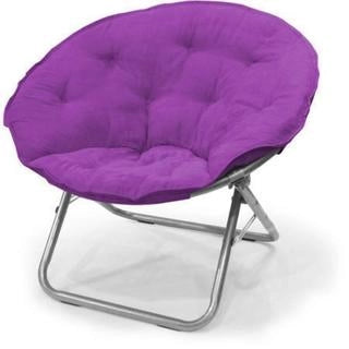 Sedia a piattino grande e contemporanea in microsuede viola/metallo