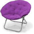 Sedia a piattino grande e contemporanea in microsuede viola/metallo