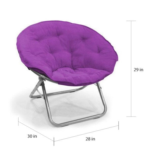 Sedia a piattino grande e contemporanea in microsuede viola/metallo