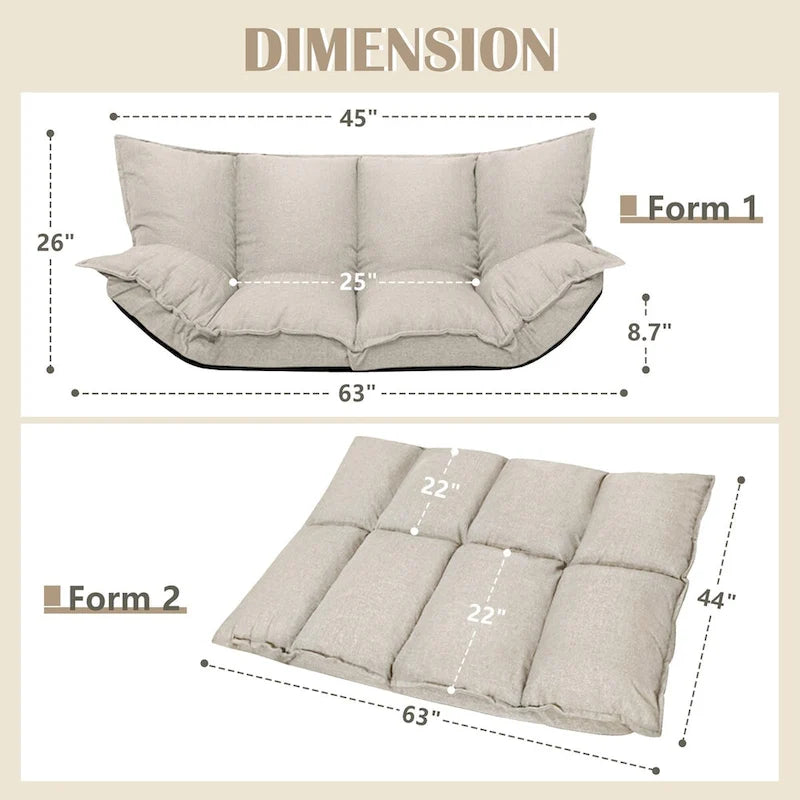 Divano Letto Moderno Pieghevole Beige per Bambini o Casa