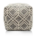 Pouf poggiapiedi Loominaire fatto a mano in lana Addo e fibra naturale di cotone, per salotto, camera da letto e soggiorno (40x40x40 cm)