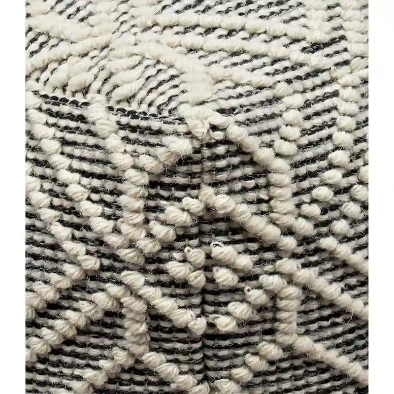 Pouf poggiapiedi Loominaire fatto a mano in lana Addo e fibra naturale di cotone, per salotto, camera da letto e soggiorno (40x40x40 cm)