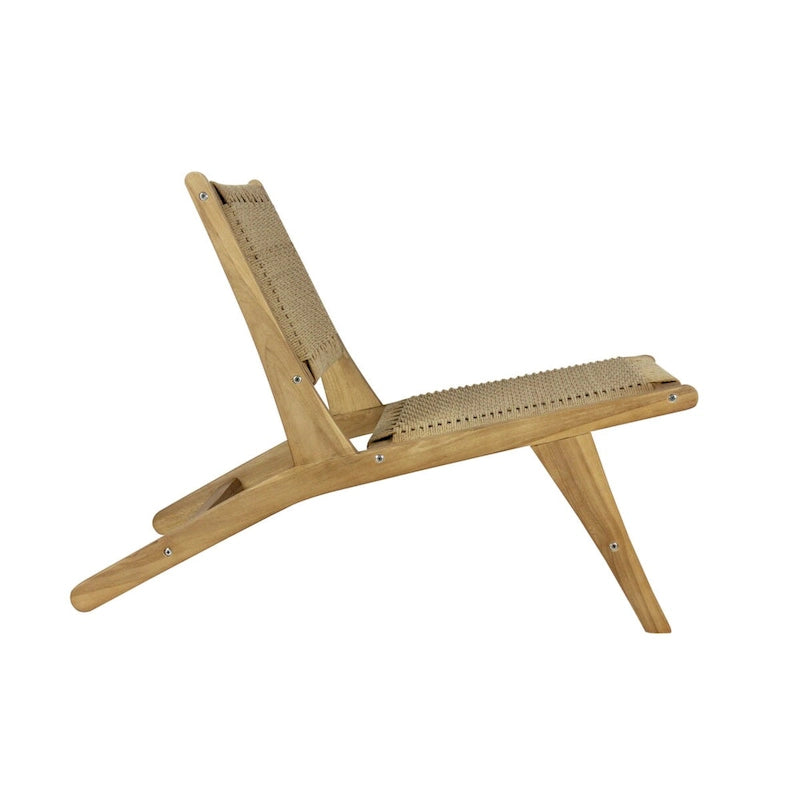 Poltrona lounge senza braccioli Hartley Mid-Century Modern in legno con erba marina intrecciata, naturale di JONATHAN Y