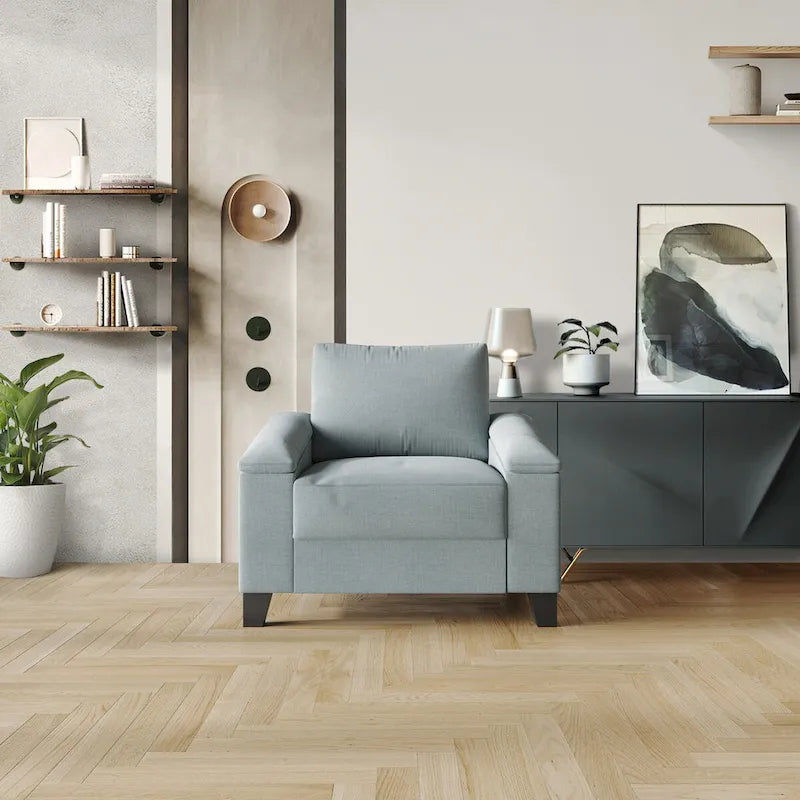 Poltrona con braccioli rivestita in lino stile semplice CraftPorch