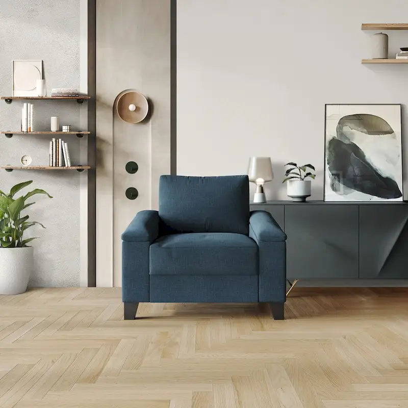 Poltrona con braccioli rivestita in lino stile semplice CraftPorch