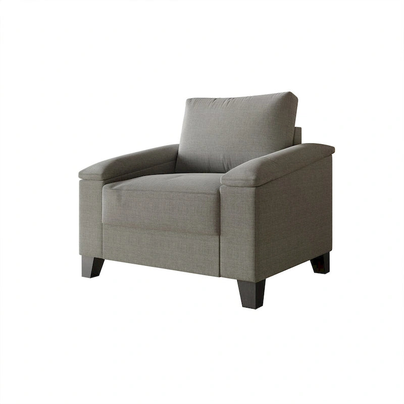 Poltrona con braccioli rivestita in lino stile semplice CraftPorch