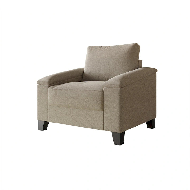 Poltrona con braccioli rivestita in lino stile semplice CraftPorch