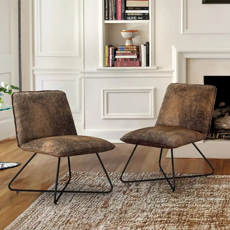 Set di 2 Poltrone Accent in Ecopelle Mid-Century con Schienale Regolabile - 31.5 A X 22.2 L X 23.6 P