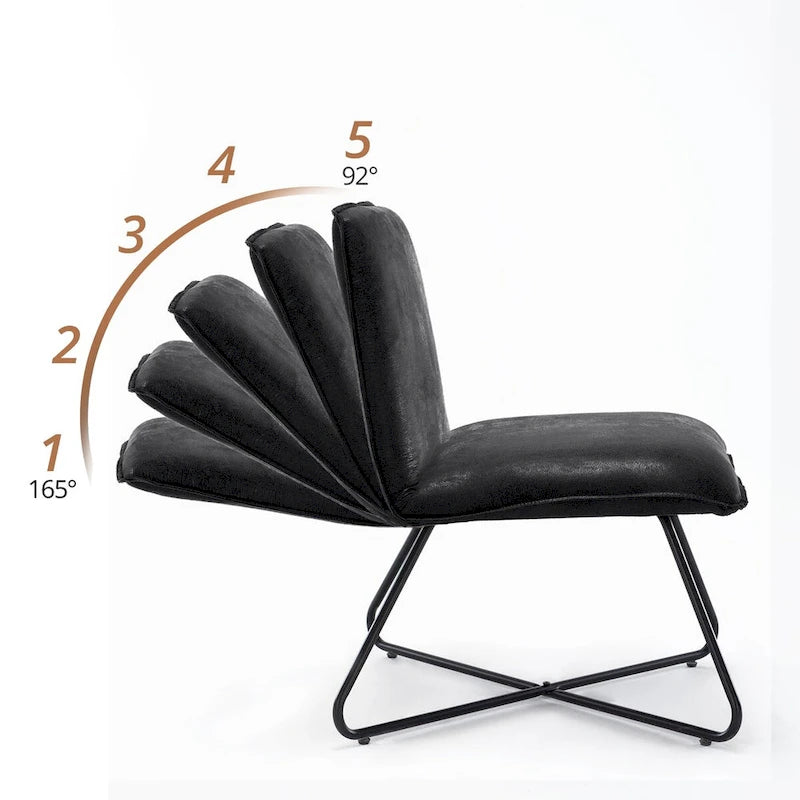 Set di 2 Poltrone Accent in Ecopelle Mid-Century con Schienale Regolabile - 31.5 A X 22.2 L X 23.6 P