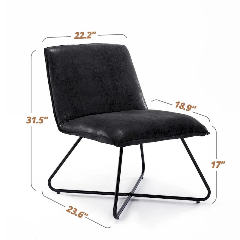 Set di 2 Poltrone Accent in Ecopelle Mid-Century con Schienale Regolabile - 31.5 A X 22.2 L X 23.6 P