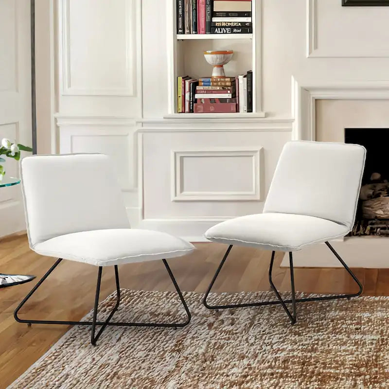Set di 2 Poltrone Accent in Ecopelle Mid-Century con Schienale Regolabile - 31.5 A X 22.2 L X 23.6 P