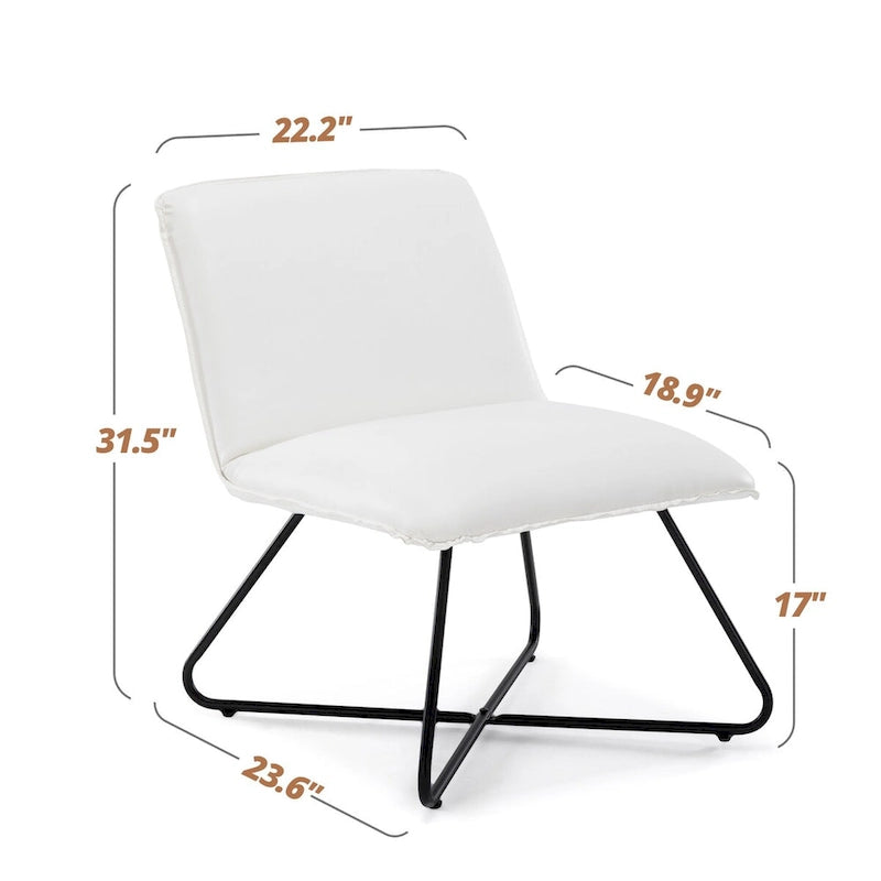 Set di 2 Poltrone Accent in Ecopelle Mid-Century con Schienale Regolabile - 31.5 A X 22.2 L X 23.6 P
