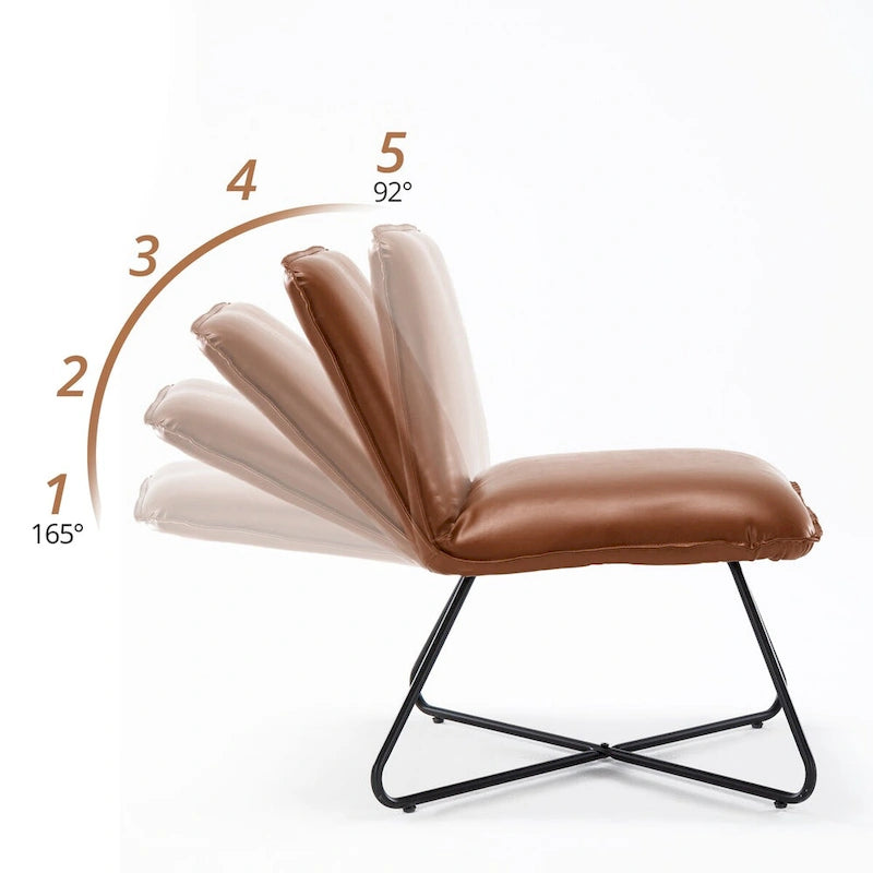 Set di 2 Poltrone Accent in Ecopelle Mid-Century con Schienale Regolabile - 31.5 A X 22.2 L X 23.6 P