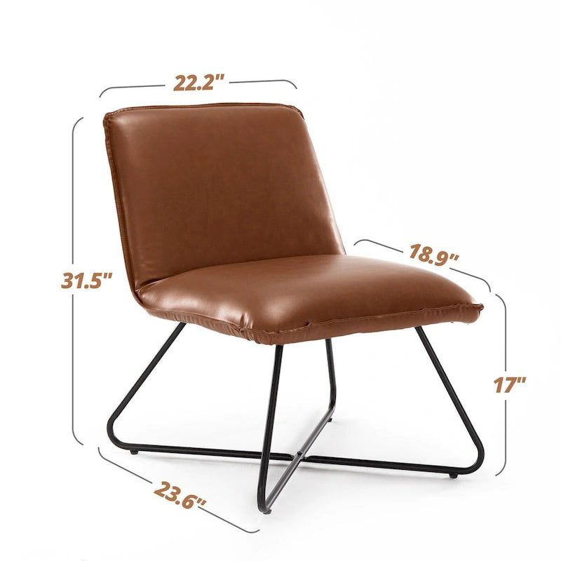 Set di 2 Poltrone Accent in Ecopelle Mid-Century con Schienale Regolabile - 31.5 A X 22.2 L X 23.6 P