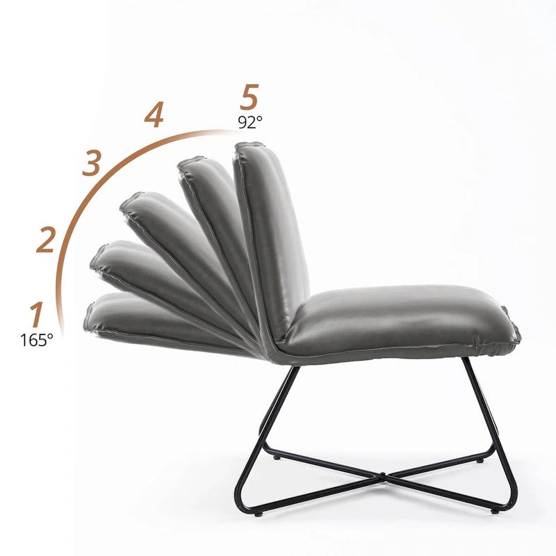 Set di 2 Poltrone Accent in Ecopelle Mid-Century con Schienale Regolabile - 31.5 A X 22.2 L X 23.6 P