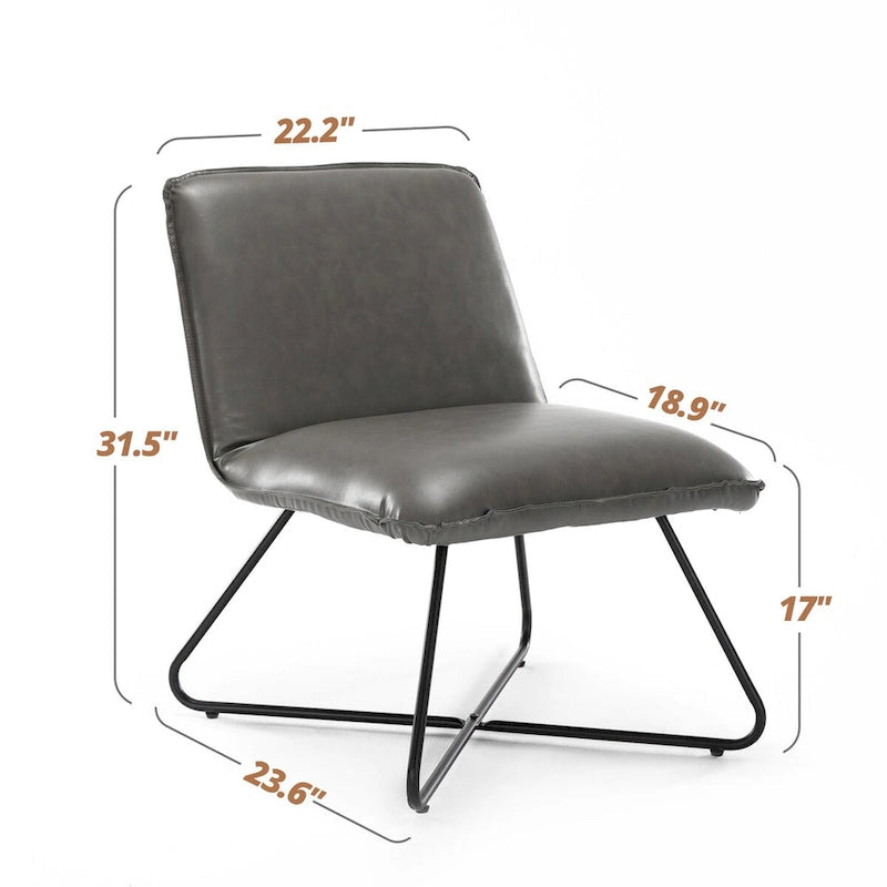 Set di 2 Poltrone Accent in Ecopelle Mid-Century con Schienale Regolabile - 31.5 A X 22.2 L X 23.6 P