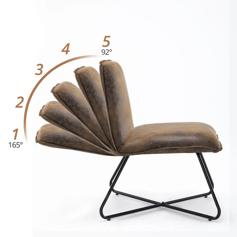 Set di 2 Poltrone Accent in Ecopelle Mid-Century con Schienale Regolabile - 31.5 A X 22.2 L X 23.6 P