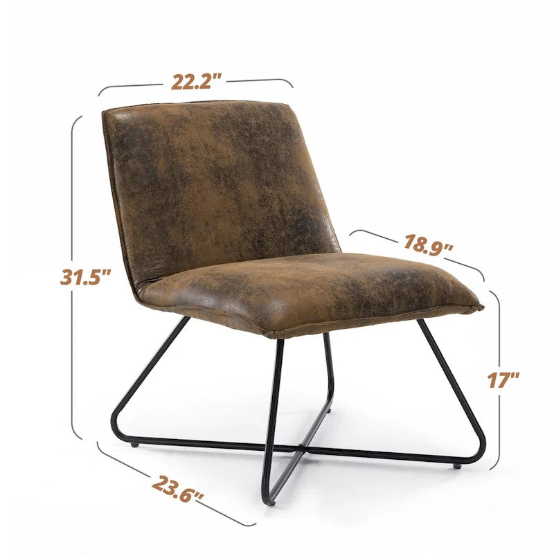 Set di 2 Poltrone Accent in Ecopelle Mid-Century con Schienale Regolabile - 31.5 A X 22.2 L X 23.6 P