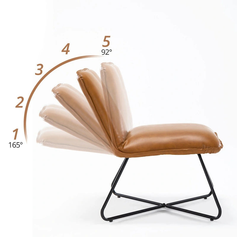 Set di 2 Poltrone Accent in Ecopelle Mid-Century con Schienale Regolabile - 31.5 A X 22.2 L X 23.6 P