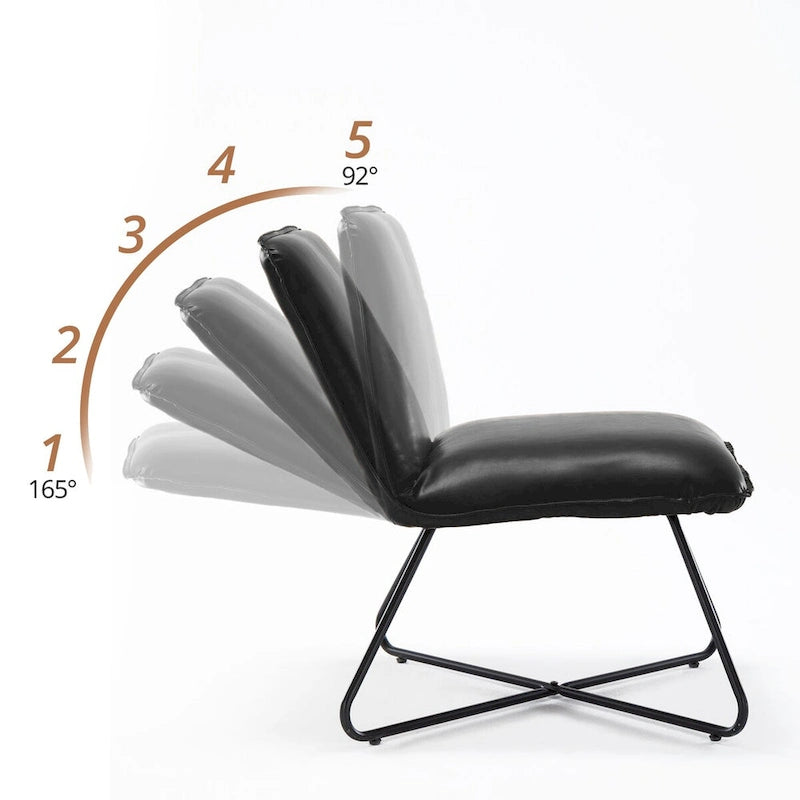 Set di 2 Poltrone Accent in Ecopelle Mid-Century con Schienale Regolabile - 31.5 A X 22.2 L X 23.6 P