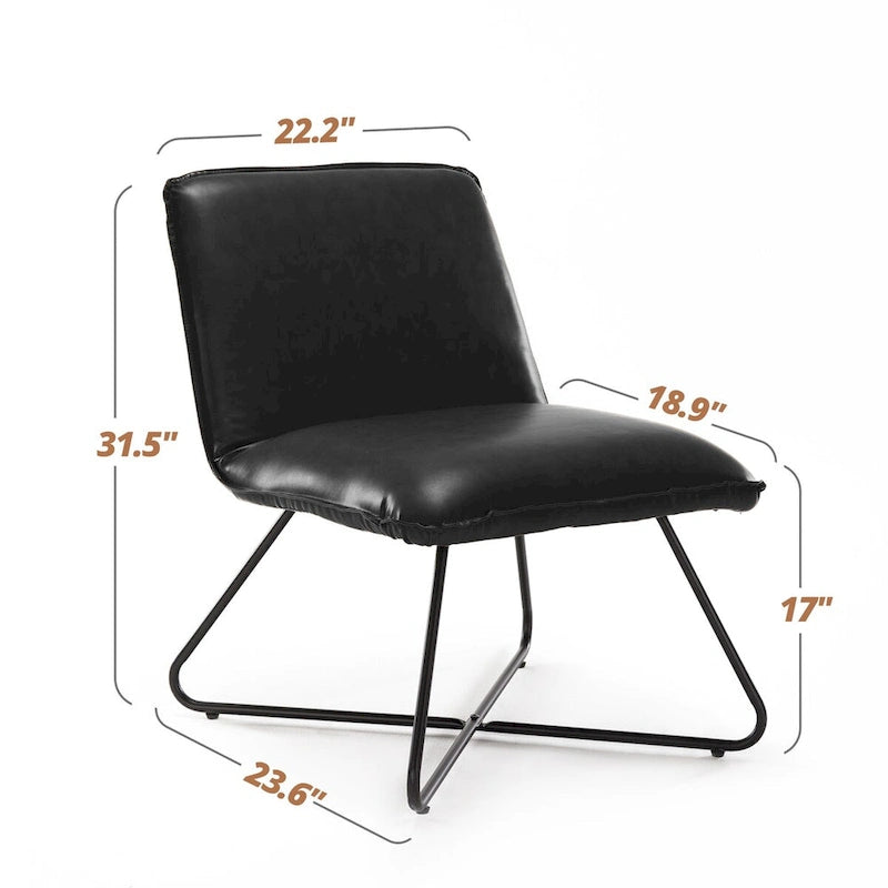Set di 2 Poltrone Accent in Ecopelle Mid-Century con Schienale Regolabile - 31.5 A X 22.2 L X 23.6 P