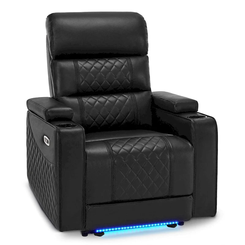 Poltrona reclinabile elettrica MCombo, divano reclinabile elettrico con poggiatesta regolabile e porta USB e Type-C, similpelle HTS432