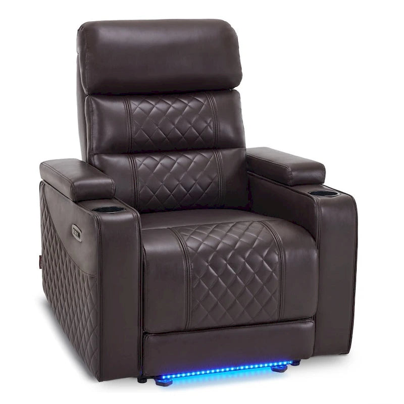 Poltrona reclinabile elettrica MCombo, divano reclinabile elettrico con poggiatesta regolabile e porta USB e Type-C, similpelle HTS432