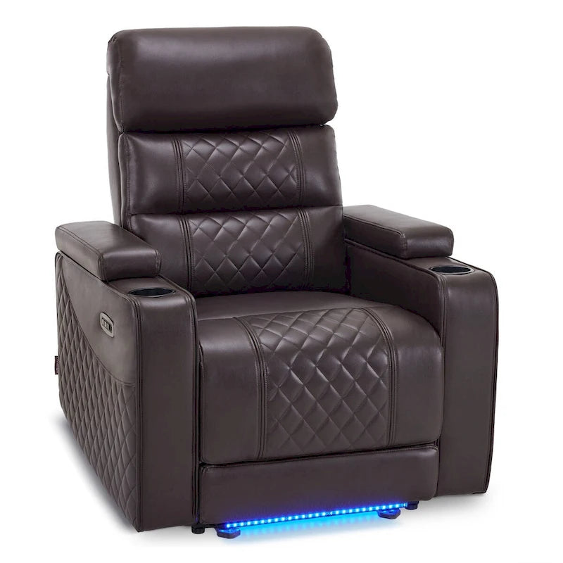 Poltrona reclinabile elettrica MCombo, divano reclinabile elettrico con poggiatesta regolabile e porta USB e Type-C, similpelle HTS432
